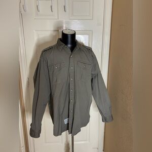 Vtg Willis & Geiger Shirt Mens XXL Brown Bush Poplin Utility Safari Epaulette